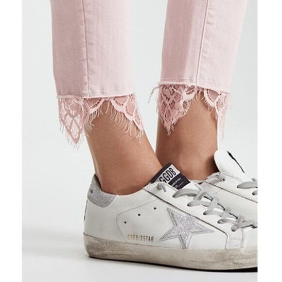 Mother Jeans High-Waisted Looker Dagger Ankle Fray Blush Women's 25 Light Pink - Picture 16 of 16